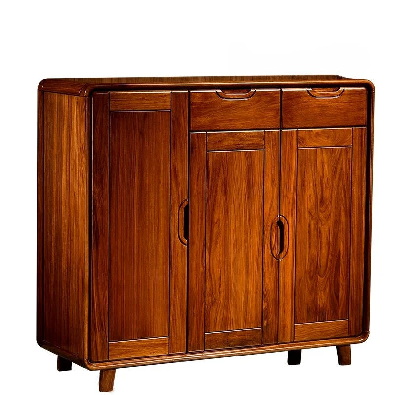 

New Chinese Style Ugyen Wood Solid Wood Locker Modern Minimalist Entrance Shoe Cabinet