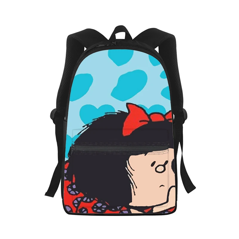 

Милый мультфильм Mafalda, мужской и женский рюкзак с 3D принтом, модная студенческая школьная сумка, рюкзак для ноутбука, детская дорожная сумка на плечо