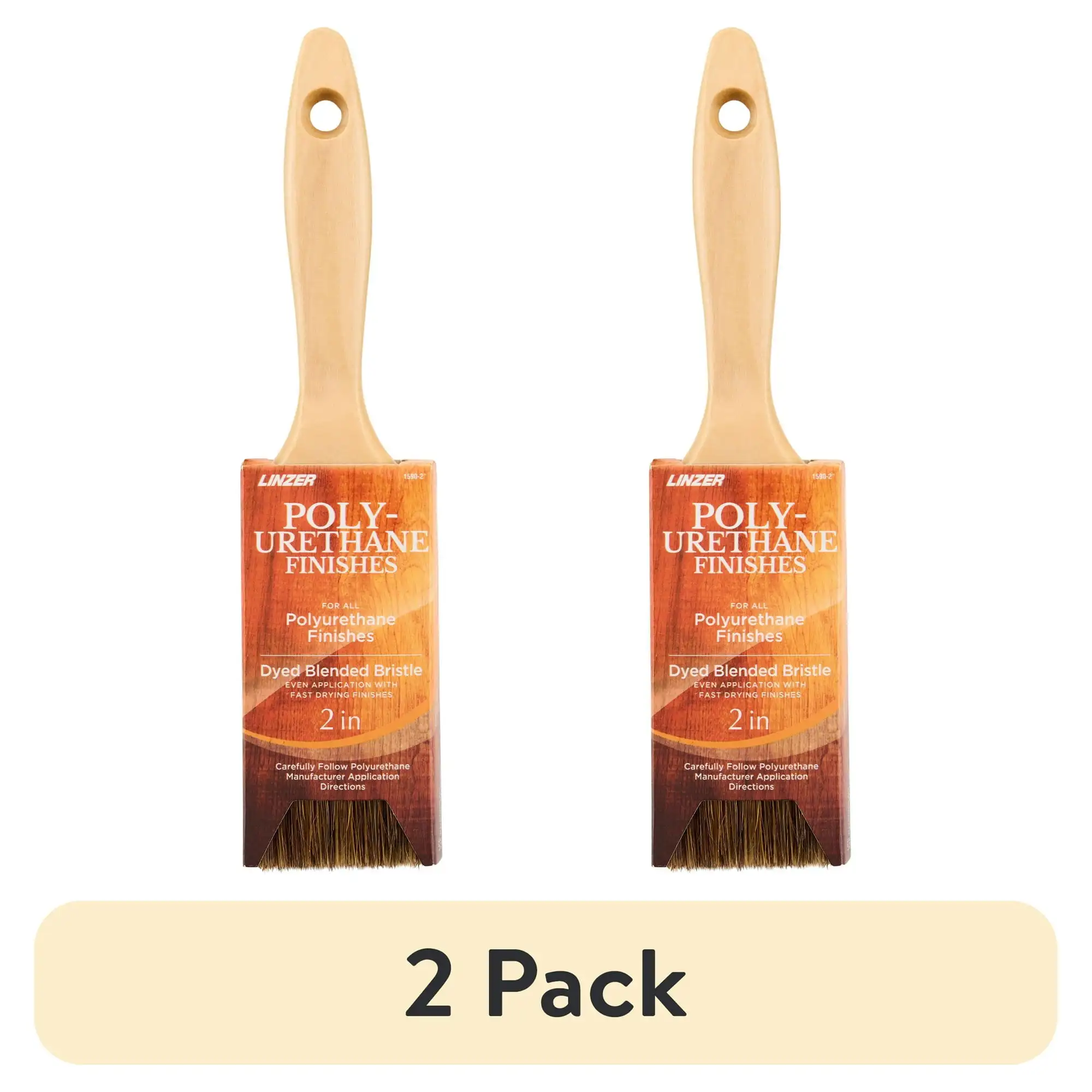 

(2 pack) Linzer 2" Polyurethane Finishes Flat Paint Brush; Ultra-Smooth Finish