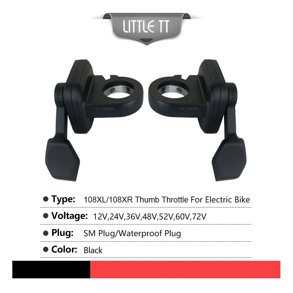 WUXING Ebike Thumb Throttle 108XL/XR 24V/36V/ 48V/60V/72V for Electric Bicycle Scooter Accelerator Left and Right Handle