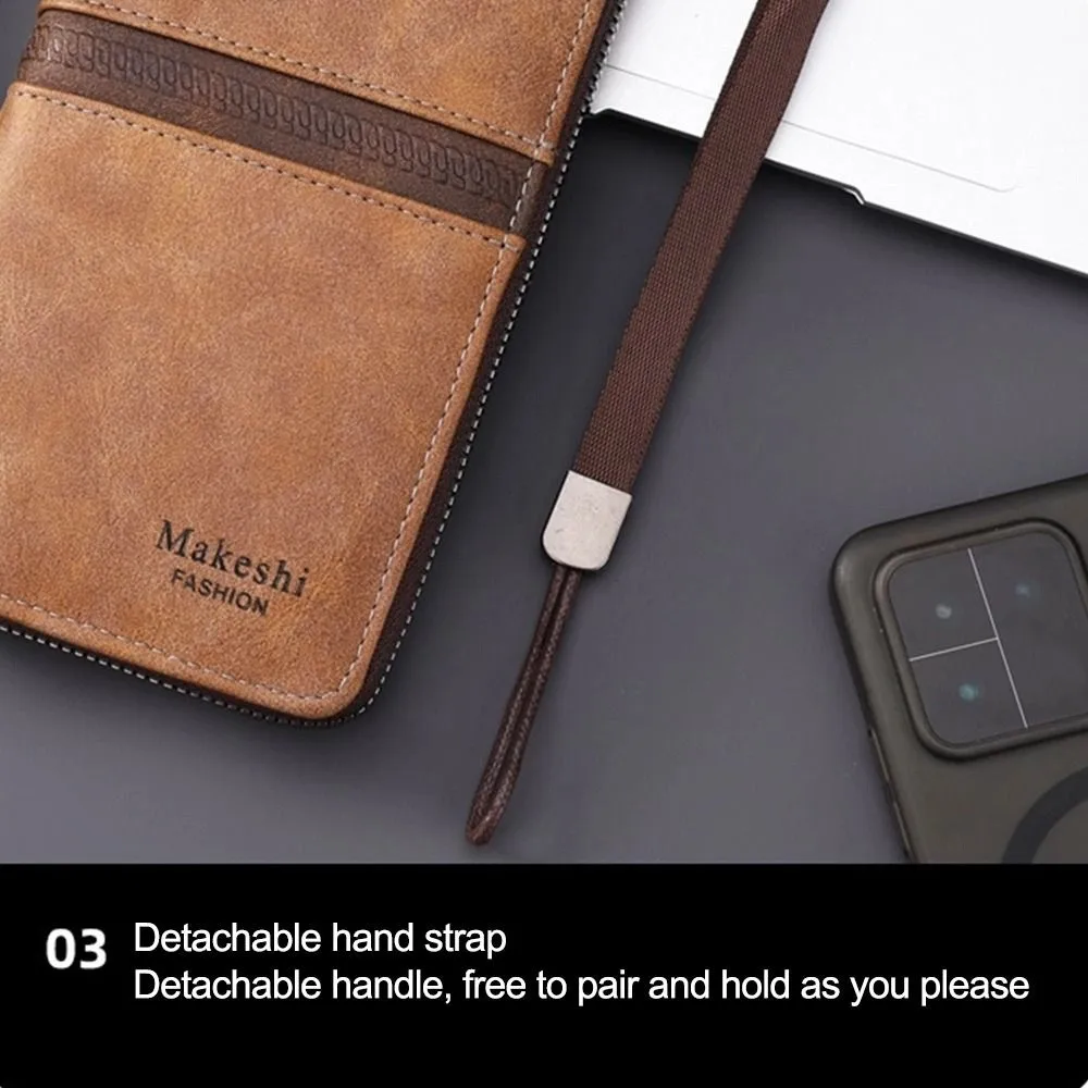 خمر خمر محفظة نسائية للعملات المعدنية سستة المحمولة حامل بطاقة الأعمال حقيبة سعة كبيرة Colorblock الرجال محفظة طويلة الاستخدام اليومي #1