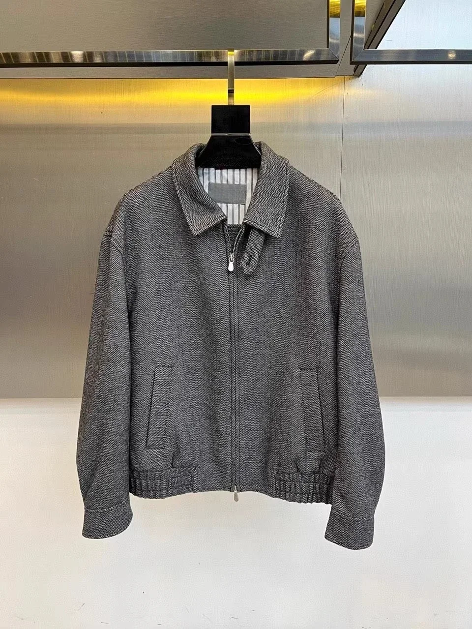 Italian BC old money style casual lapel collar wool blend double zipper jacket