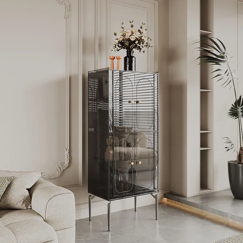 

Italian minimalist wine cabinet acrylic dining side cabinet, entrance cabinet, sofa side cabinet against the wall, light luxury
