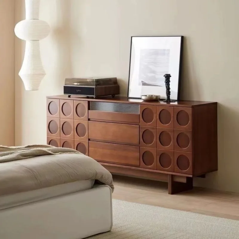 

Nordic medieval dining side retro simple storage tea solid wood entrance home combination living room side cabinet locker