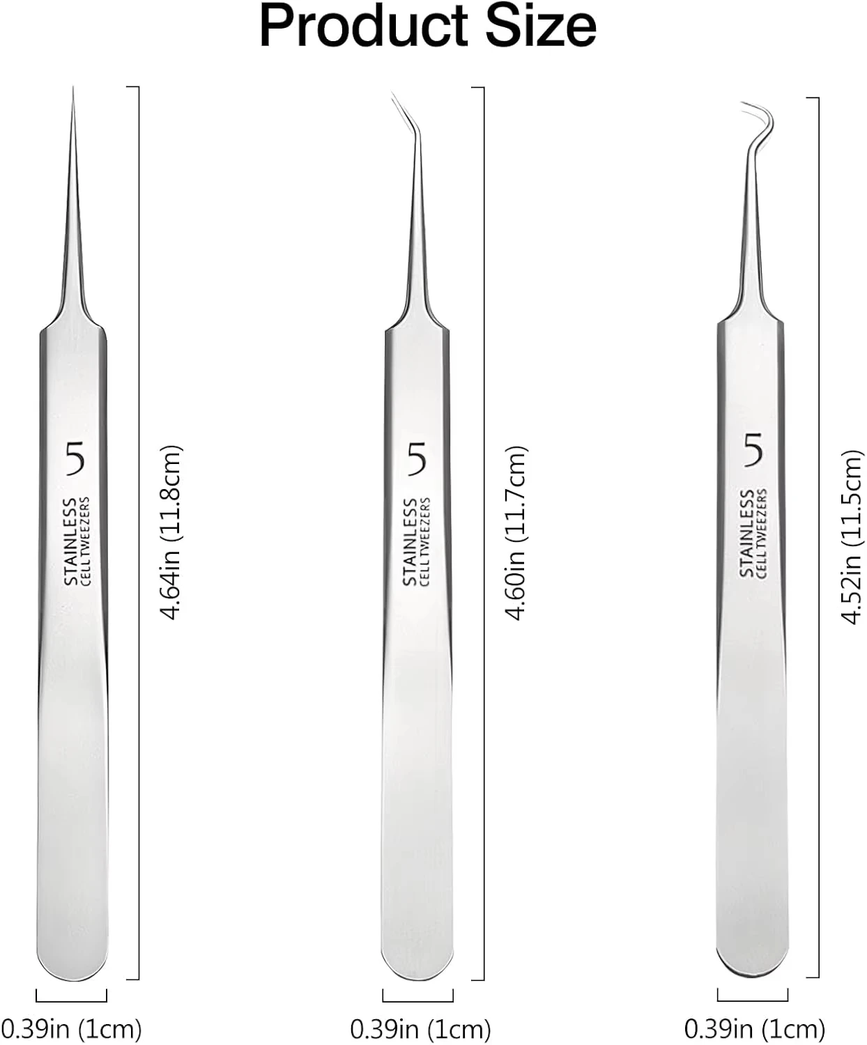 Tedesco ultrafine n. 5 brufoli cellulari pinzette per punti neri salone di bellezza speciale raschiatura e chiusura artefatto strumento per ago per acne