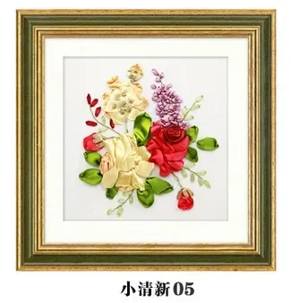 7 patterns Peony flower Ribbon embroidery kit multi picture stain painting set handcraft DIY handmade needlework art wall decor