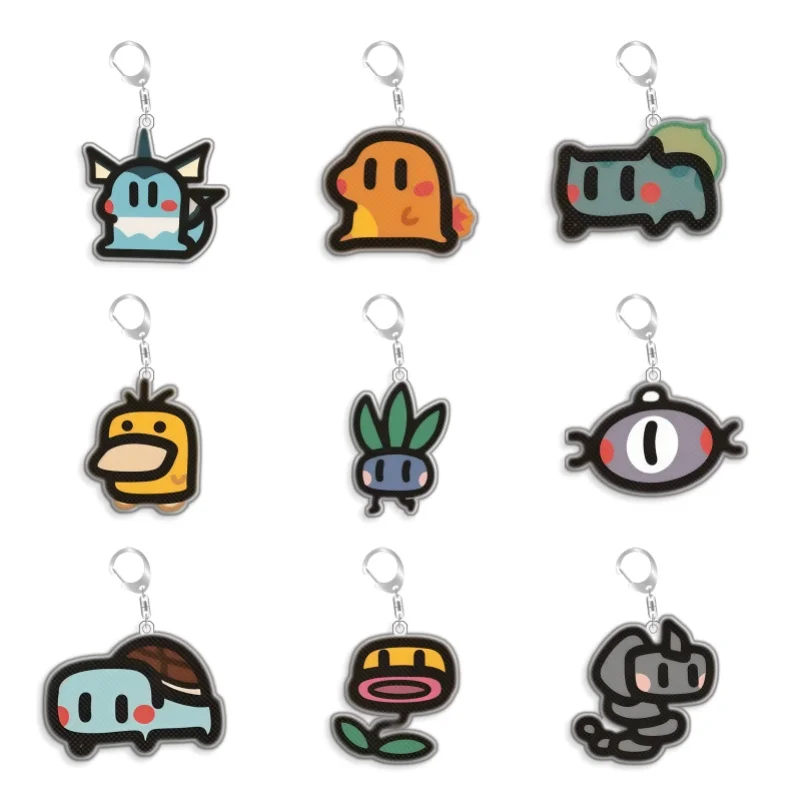 For Pokemon Elf Qikchu Azurill Torchic Bagon Psyduck original Acrylic selfmade cute Cartoon Anime Keychain Pendant Toy gift 5cm