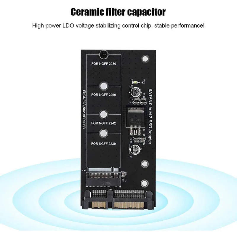 M.2 NGFF to SATA Adapter Card B Key SSD M.2 SATA3 Expansion Card Raiser for 30/42/60/80mm NGFF M.2 SSD to SATA Converter