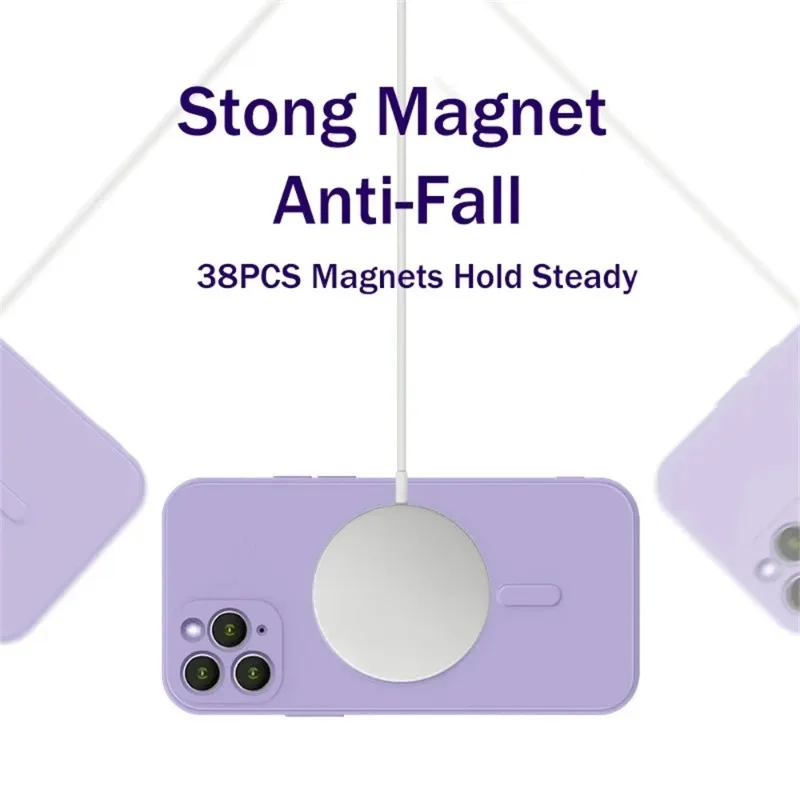 حافظة هاتف Magsafe من السيليكون السائل الفاخر لهاتف آيفون 17 Air 16 17 Pro Max 14 15 12 13 غطاء شحن لاسلكي مغناطيسي صغير #3
