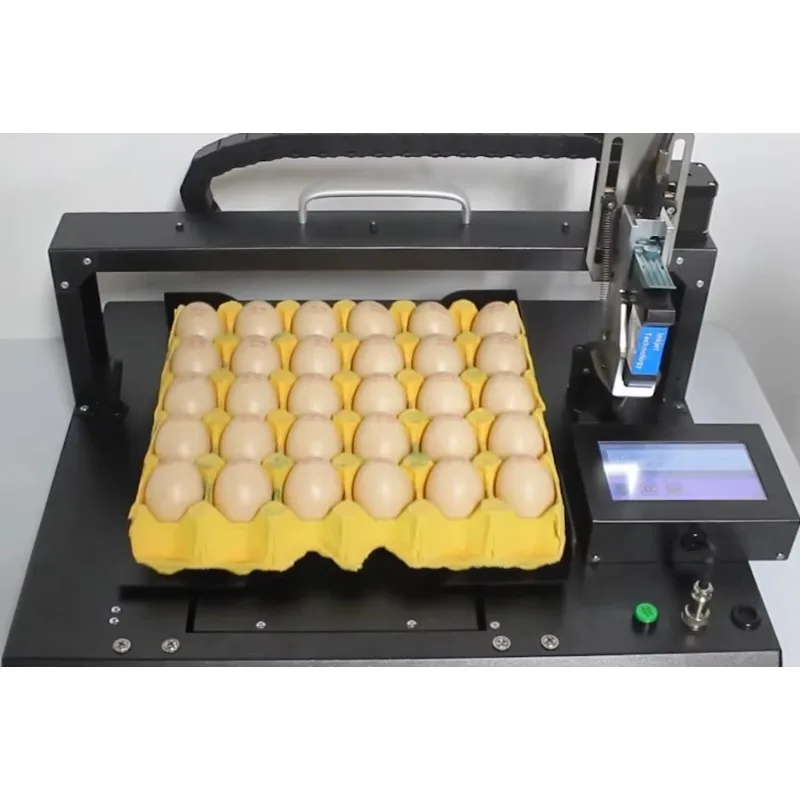 Automatic inkjet egg coding machine for valid period, barcode, QR code printing on egg packaging boxes, wood, metal, plastic