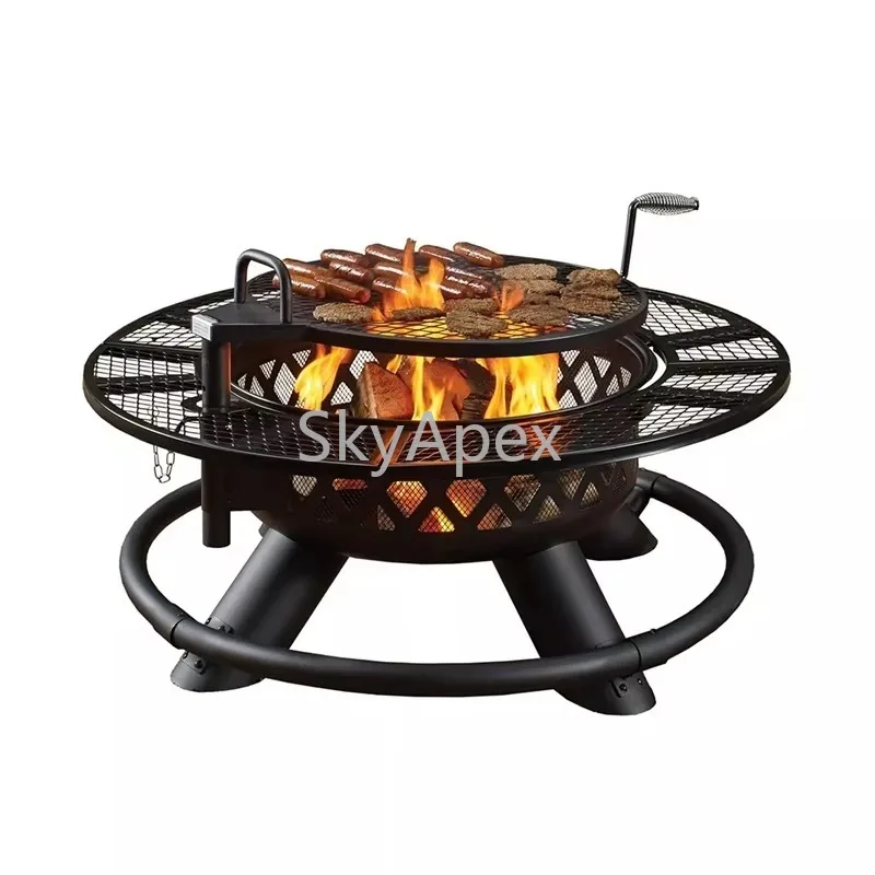 Heavy Duty Outdoor Metal BBQ Grill Camping Stove Charcoal Rack Fire Pit Easily Assembled AntiRust Camping Patio  Garden  Cooking