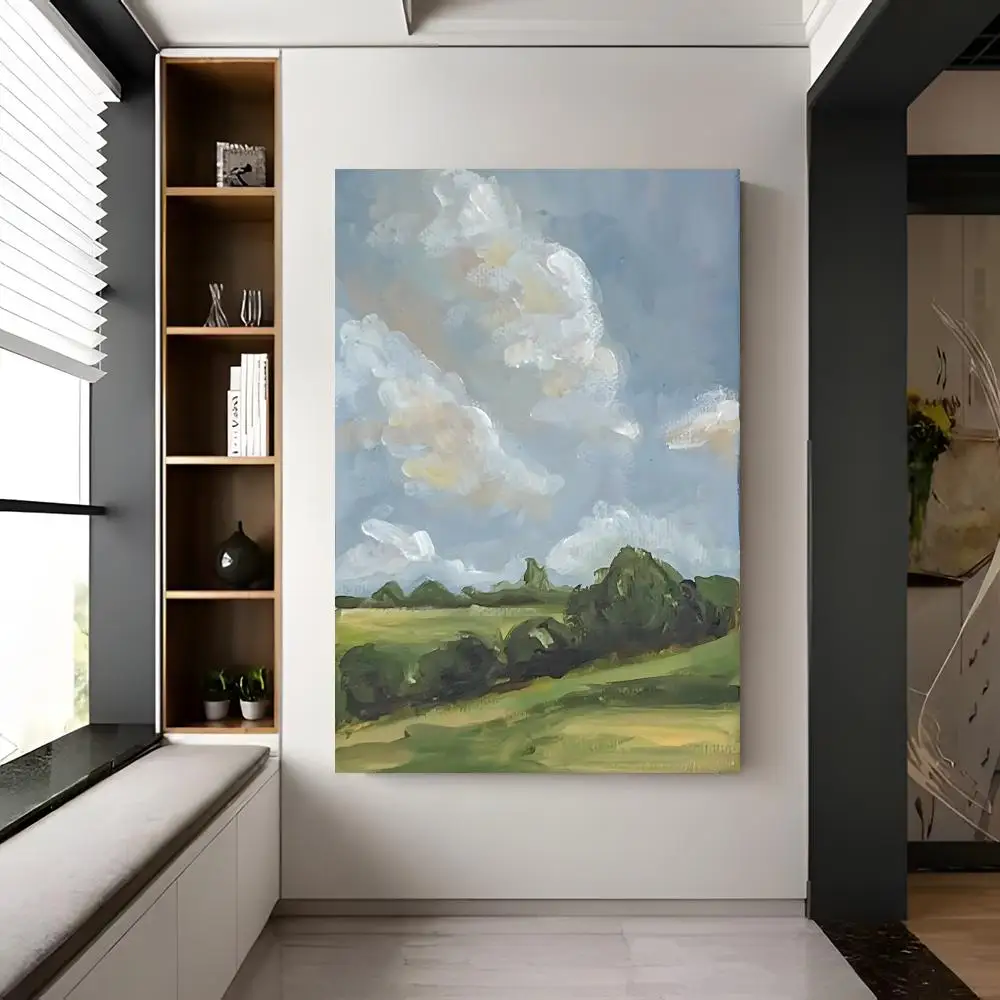 Landscape Concept A-american Style Calm Country Field Sky Poster Modern Wall Decor Collection for Home Design