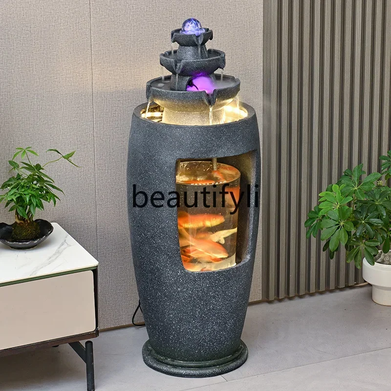 Bafanglai Flowing Water Fountain Landscape Fish Tank Circulating Water Feng Shui Wheel Floor Lucky Ornament