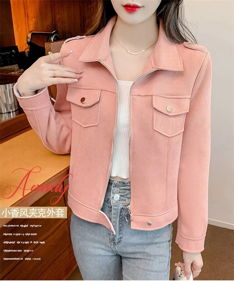 

2023 Spring Autumn Women's New Korean Long-sleeved Jacket Female Slim Splicing Fashion Cardigan Solid Color Leisure Short Coat