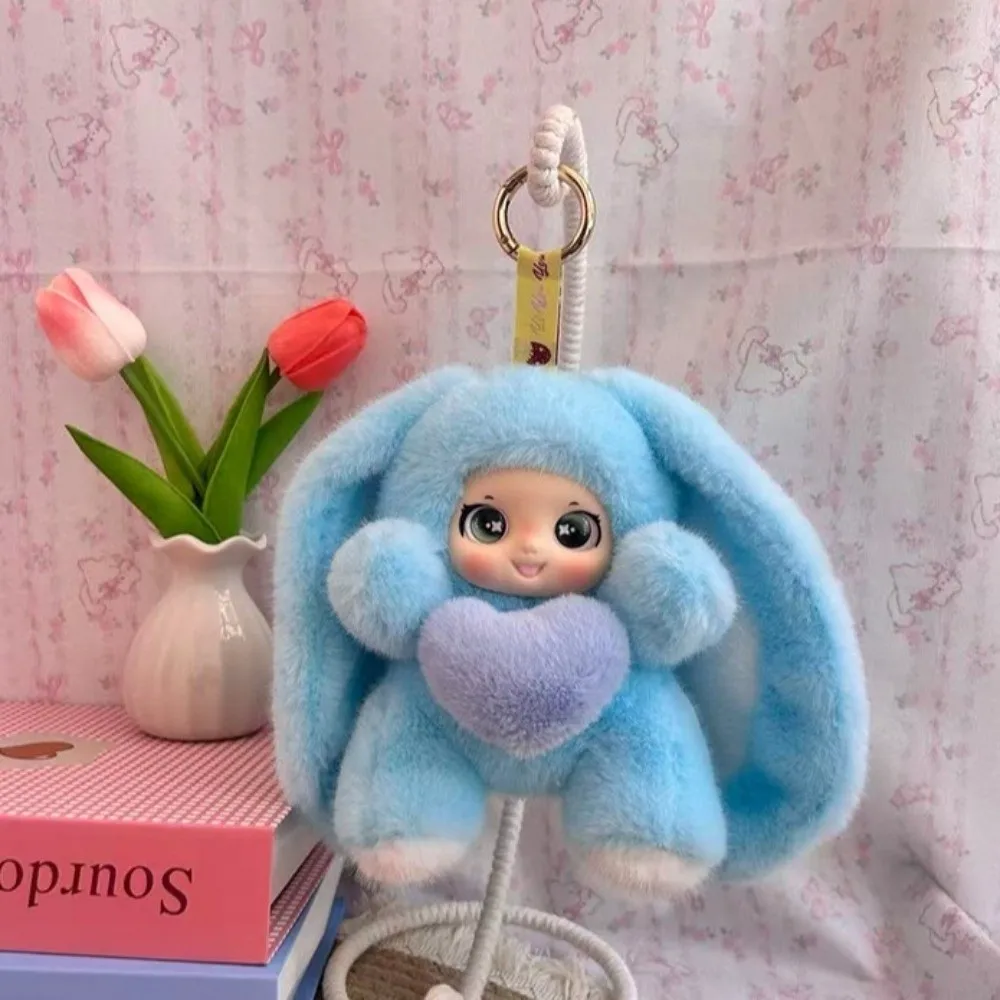 Big Ear Rabbit Plush Keychain Bag Hanging Ornaments Bunny Doll Pendant Kawaii Love Heart Car Key Ring Gift For Girls Kids