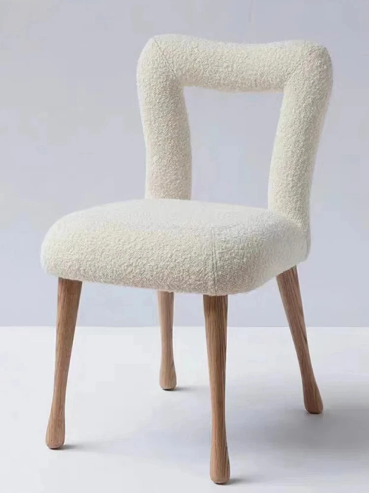 

Toast chair, solid wood dining chair, lamb velvet dressing chair, lounge chair, backrest, leisure chair YX456TB