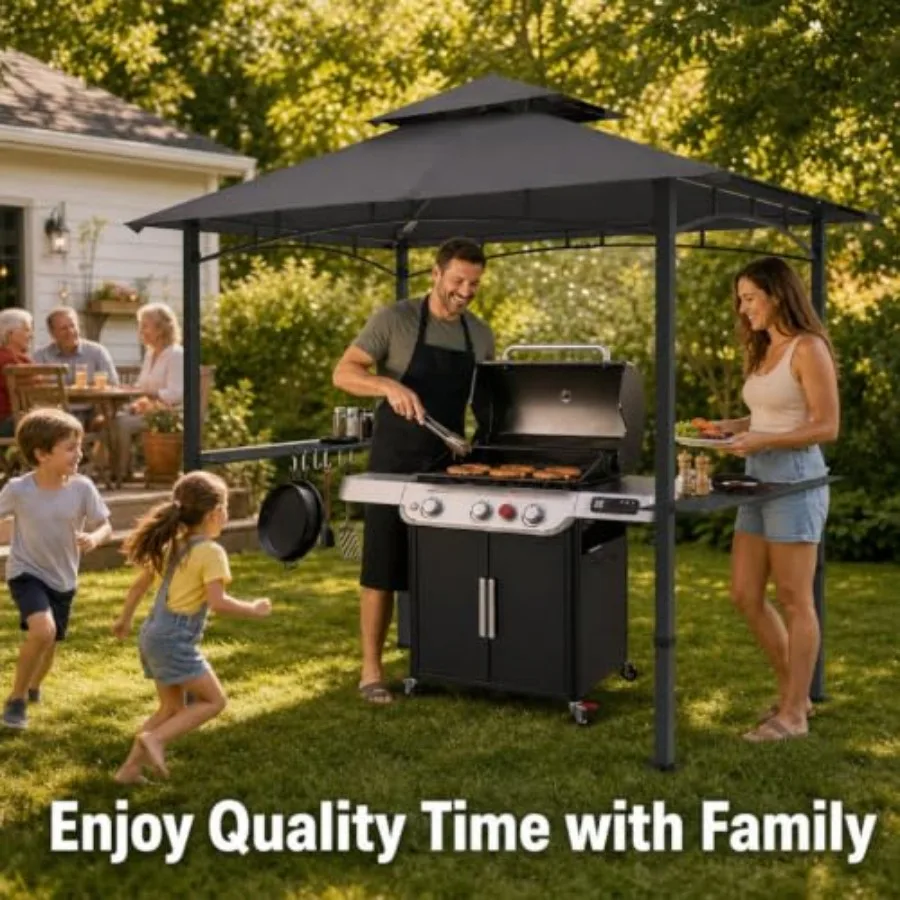 8 x 5 Feet Outdoor Gazebo Canopy, Polyester Fabric Iron Frame,,Easy Setup Shelter for Backyard Camping and Outdoor Gatherings