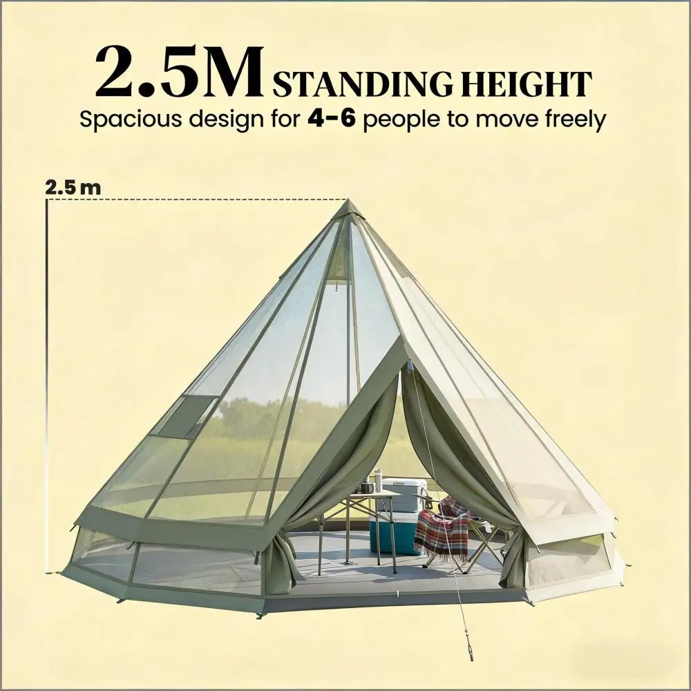 Military Green Waterproof Outdoor Camping Tent, Native American Style, Quick and Easy To Set Up, Spacious Interior, Suitable for Camping Trips, Upgraded Quality, Prevents Accidental Pole Breakage, Good Ventilation.