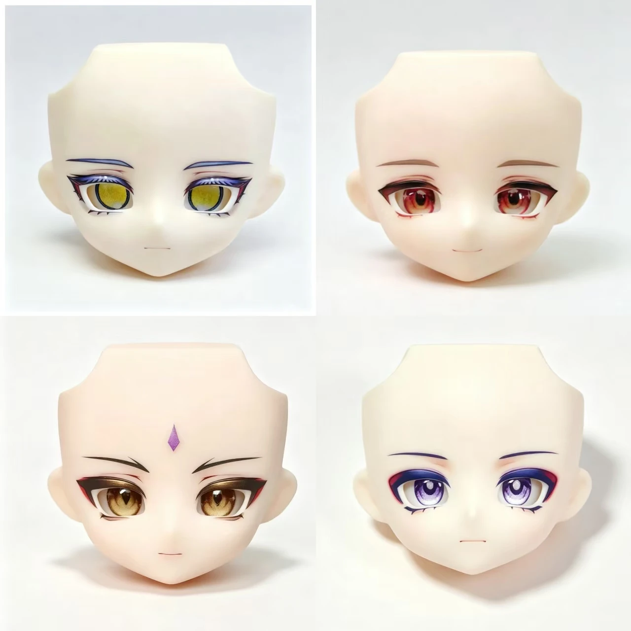 1/8 Custom BJD Open Eye Faceplate, OB22 Slim Pointed Resin Doll Head Shell with Eye Inserts, DIY Handmade Doll Parts