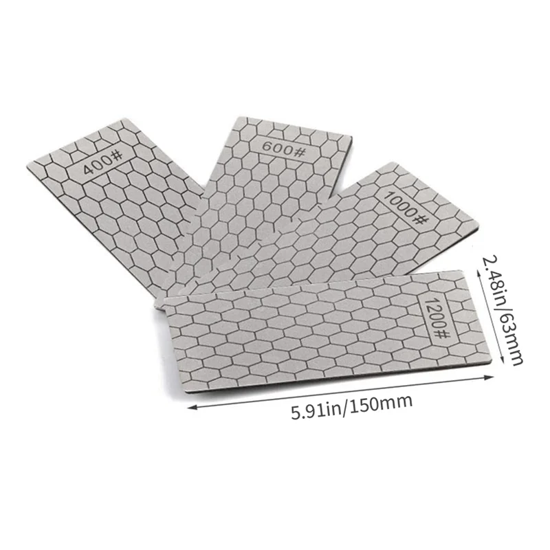 

BHBD-4Pcs Diamond Sharpening Stones,With Non-Slip Mat, 400/600/1000/1200 Grit, Whetstone Honeycomb For Kitchen Sharpening