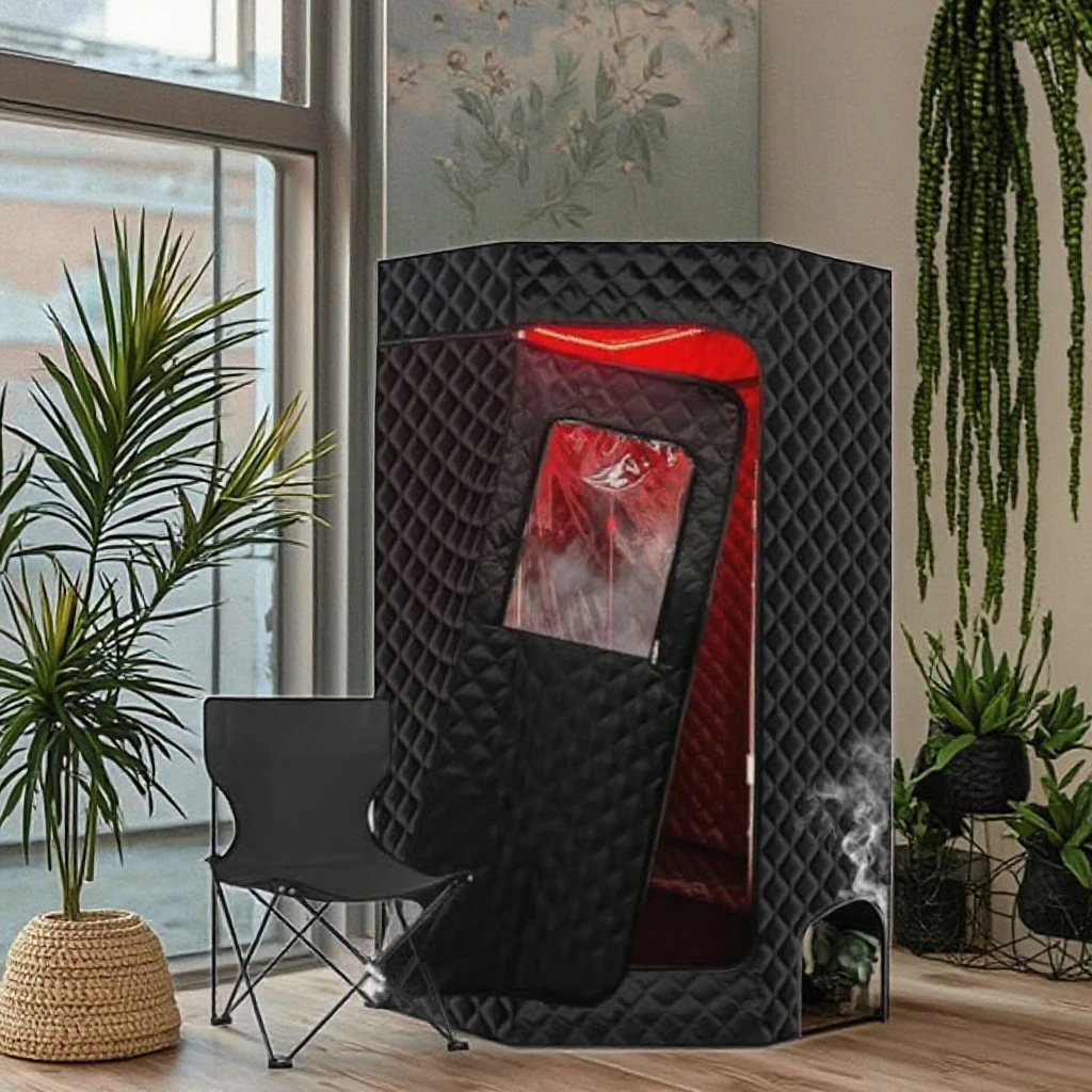 

Portable Home Sauna Tent with Customized Foldable Chair 650nm Red Light Therapy 1200W Steamer 3L Capacity Modern Design 220V