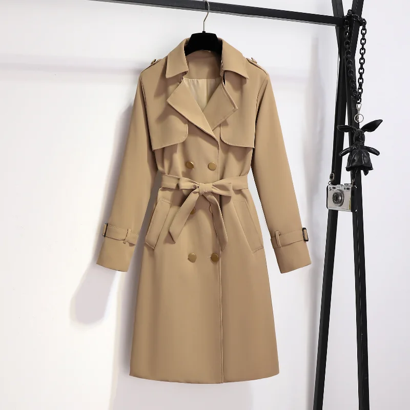 Trench Coat Women's Mid-length Korean Version Autumn Slimming Waist Moderate Fashion Elegant Coat