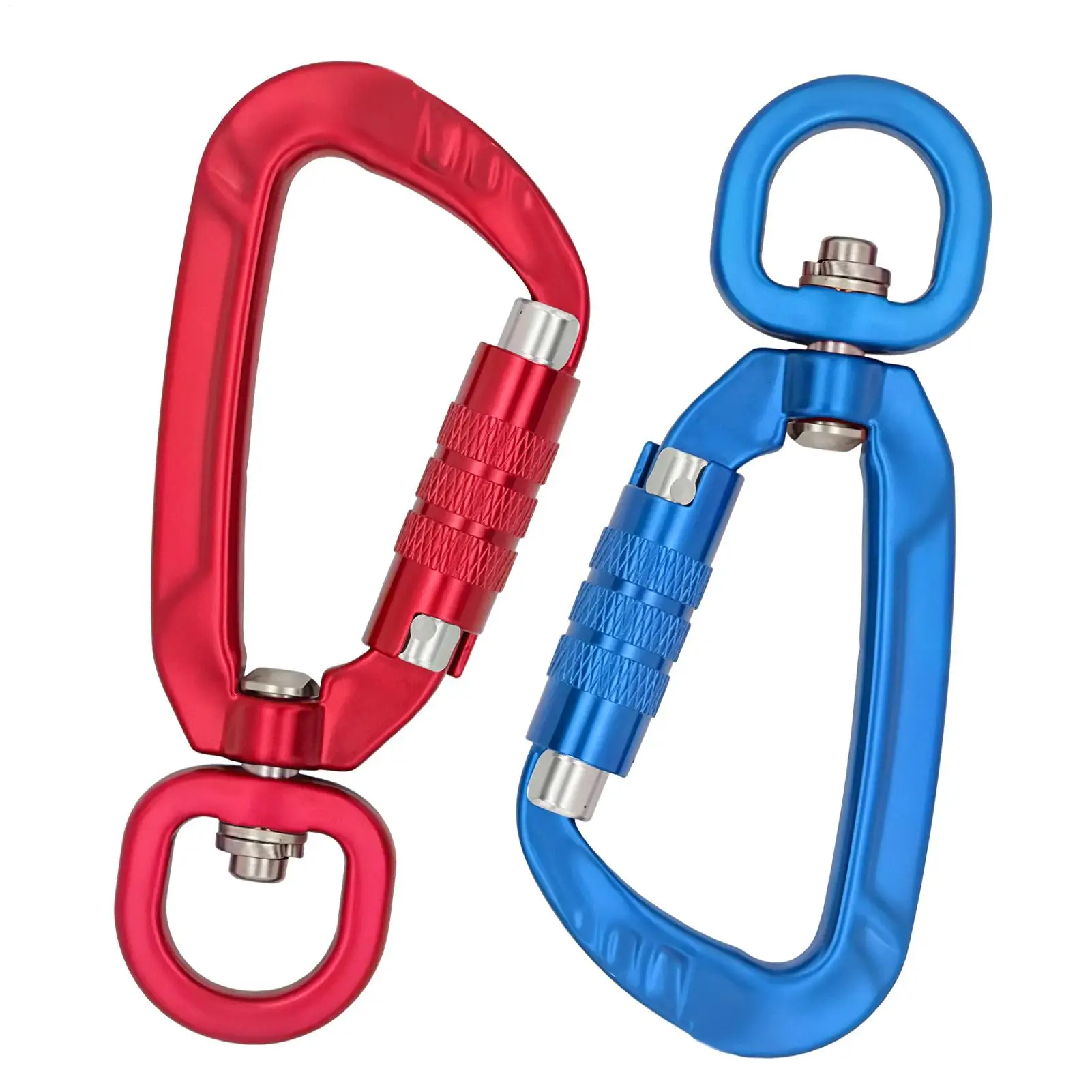 Lockable Aluminum Alloy Carabiner With 360 Swivel Joint 4KN Load Bearing Safety Locking Clasp Hook Portable Durable Buckle