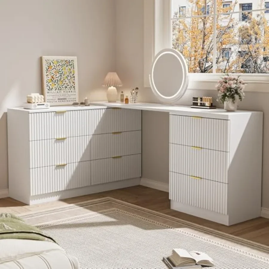 L-Shaped Rotatable 9 Drawer Dresser for Bedroom, 71