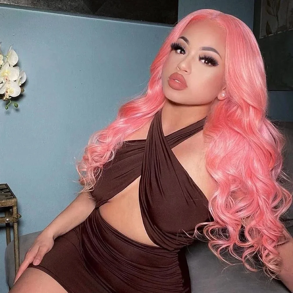 

30 36-дюймовый розовый объемный парик из человеческих волос 13x4 13x6 Hd Прозрачный парик фронтальной части шнурка Бразильский цветной парик фронта шнурка для женщин