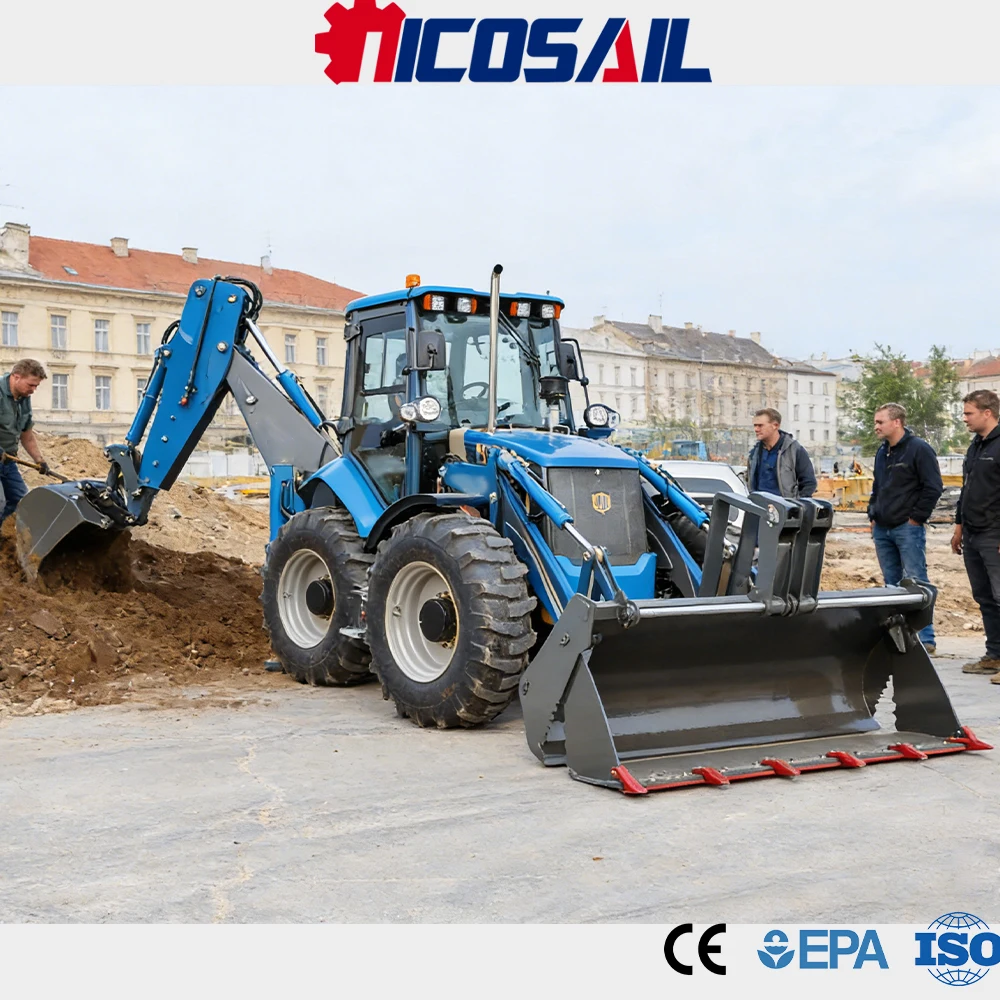 Construction Backhoe Loader CE Certified Euro 5 Powerful Engine Easy Maneuverability for Landscaping Site