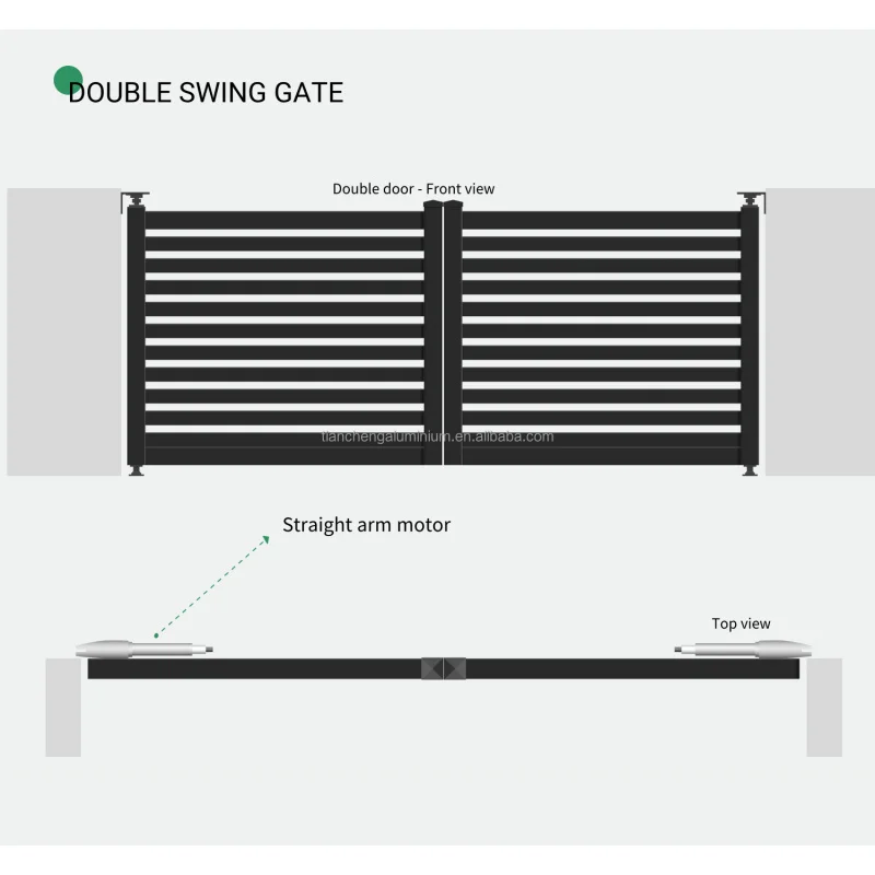 custom.Modern Aluminum Swing Gate: Horizontal/Vertical Slat Design with Remote-Controlled Automatic Operation