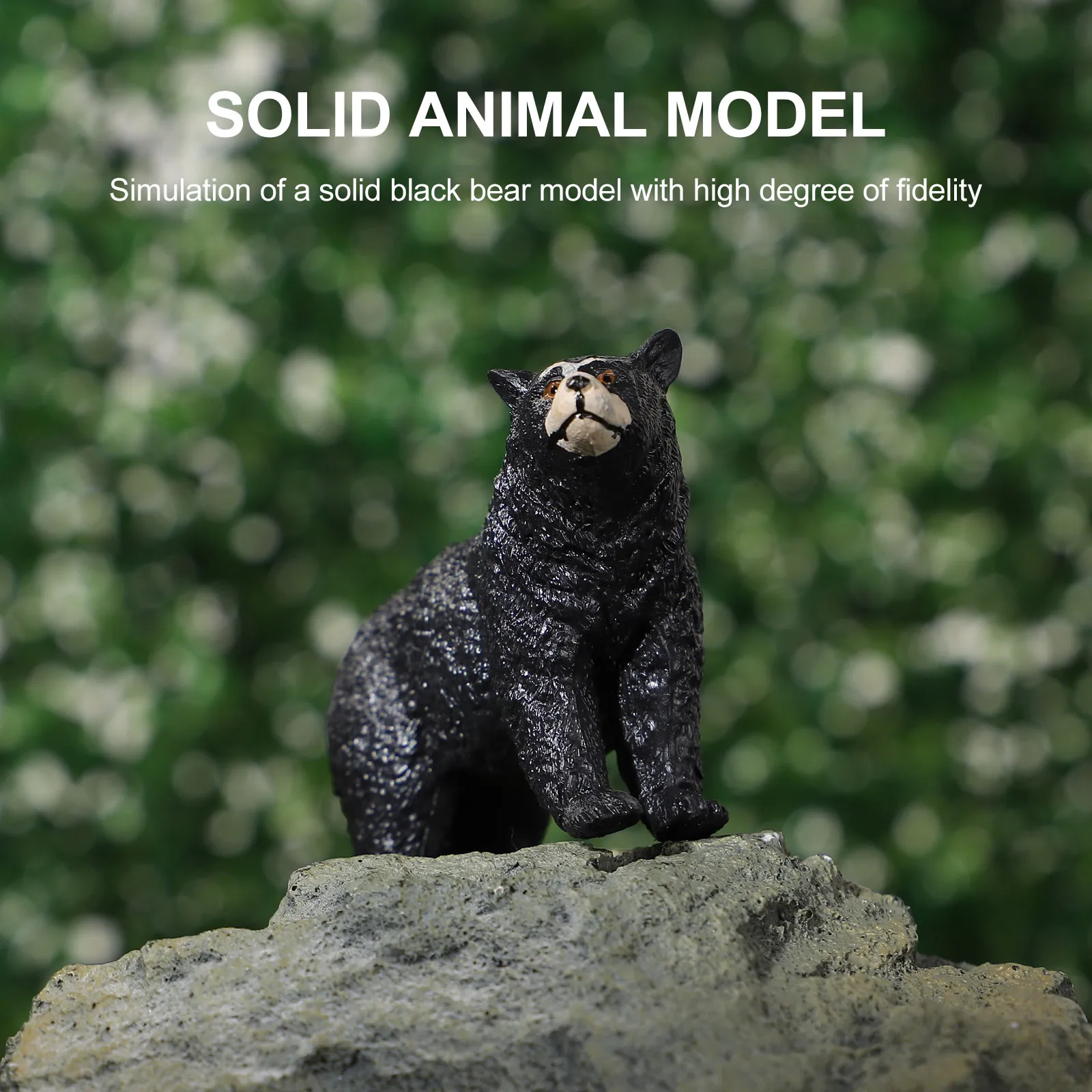 Black Bear Simulation Plastic Desktop Ornament Educational Cognitive Animal Learning Plaything for Kids Friends view 6