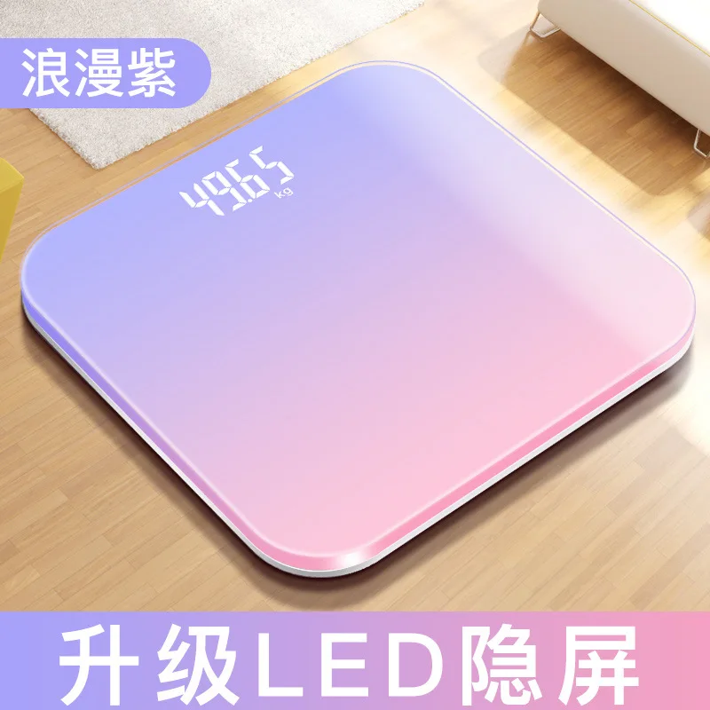 Smart LED Hidden Screen Electronic Scale Family Bathroom Scale Small Human Health Weighing Meter Cross-border Manufacturer