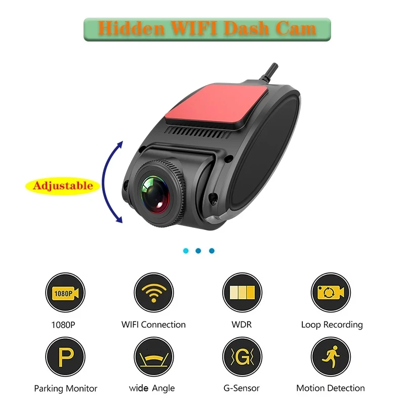 Car Mini WIFI HD1080P DVR Hidden DashCam Video Driving Recorder Mirror Link Night Vision 24Hours Parking Monitoring Auto Phone