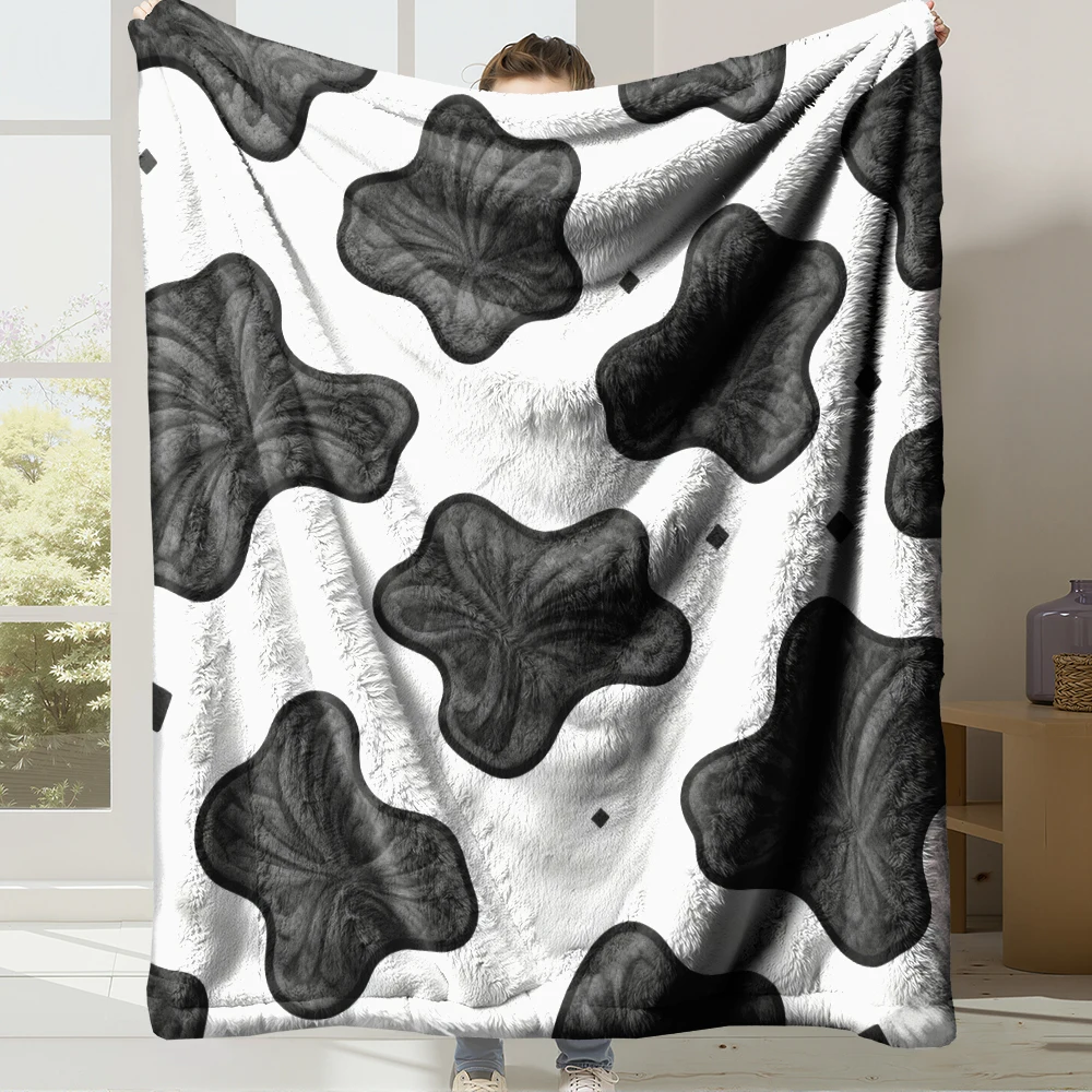 Weiche Flanell-Fleece-Decke mit süßem Kuh-Print, superwarme, gemütliche Überwurfdecke für Bett, Couch, Sofa, Heimdekoration, Geschenk (Kuh 05)