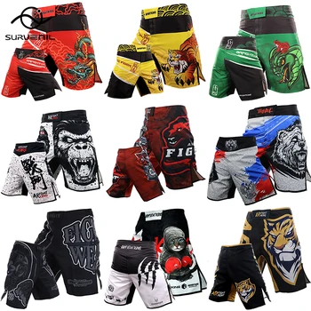 กางเกงขาสั้น MMA Tiger Muay Thai กางเกงสําหรับชาย Kickboxing Boxing Training กางเกงว่ายน้ําฟิตเนส GYM ผสมศิลปะการต่อสู้ Jiu-Jitsu ต่อสู้สวมใส่