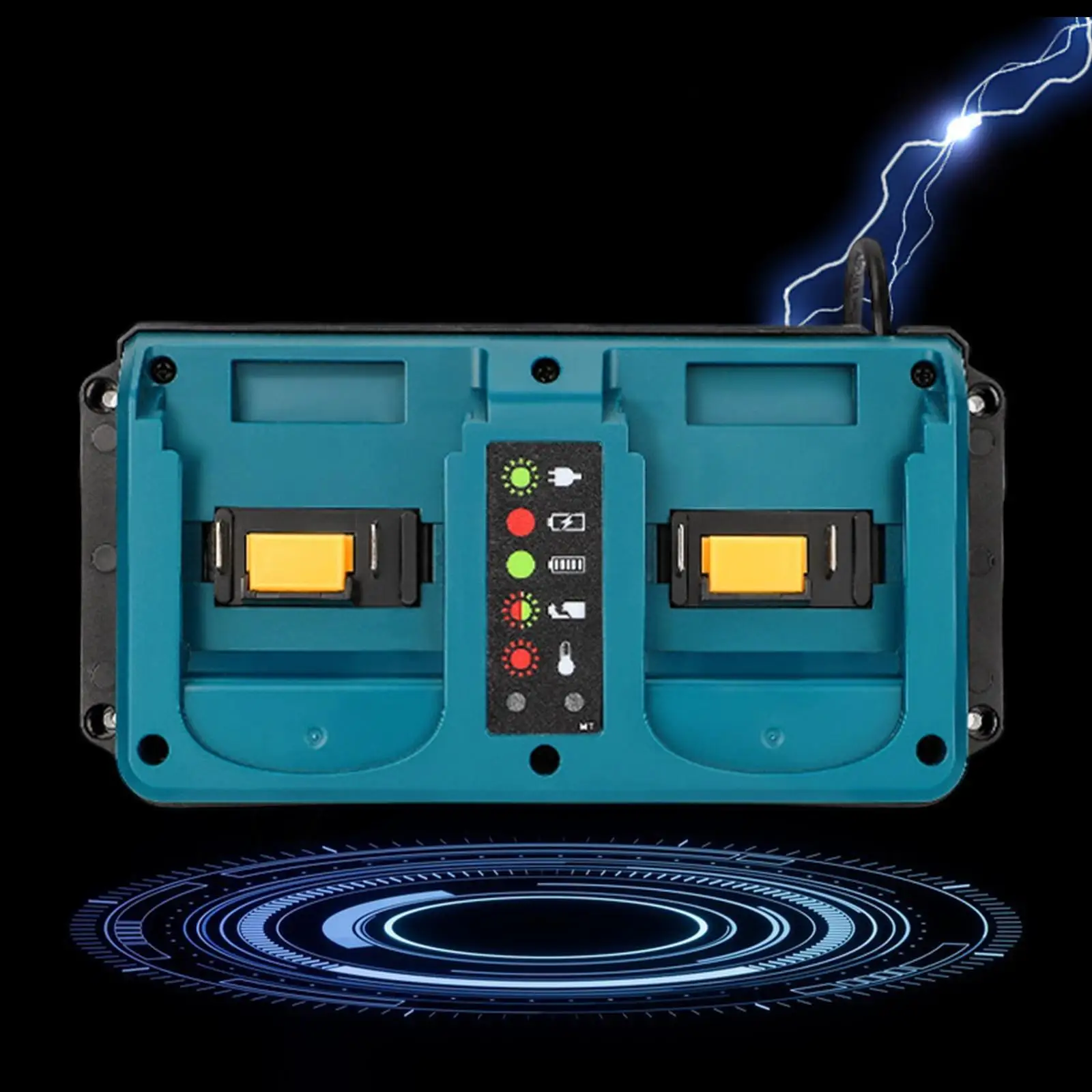 

Power Tool Lithium Battery Charger Double Ports EU Adapter Plug Professional Quick Charger Multiple Protection for 14.4V 18V