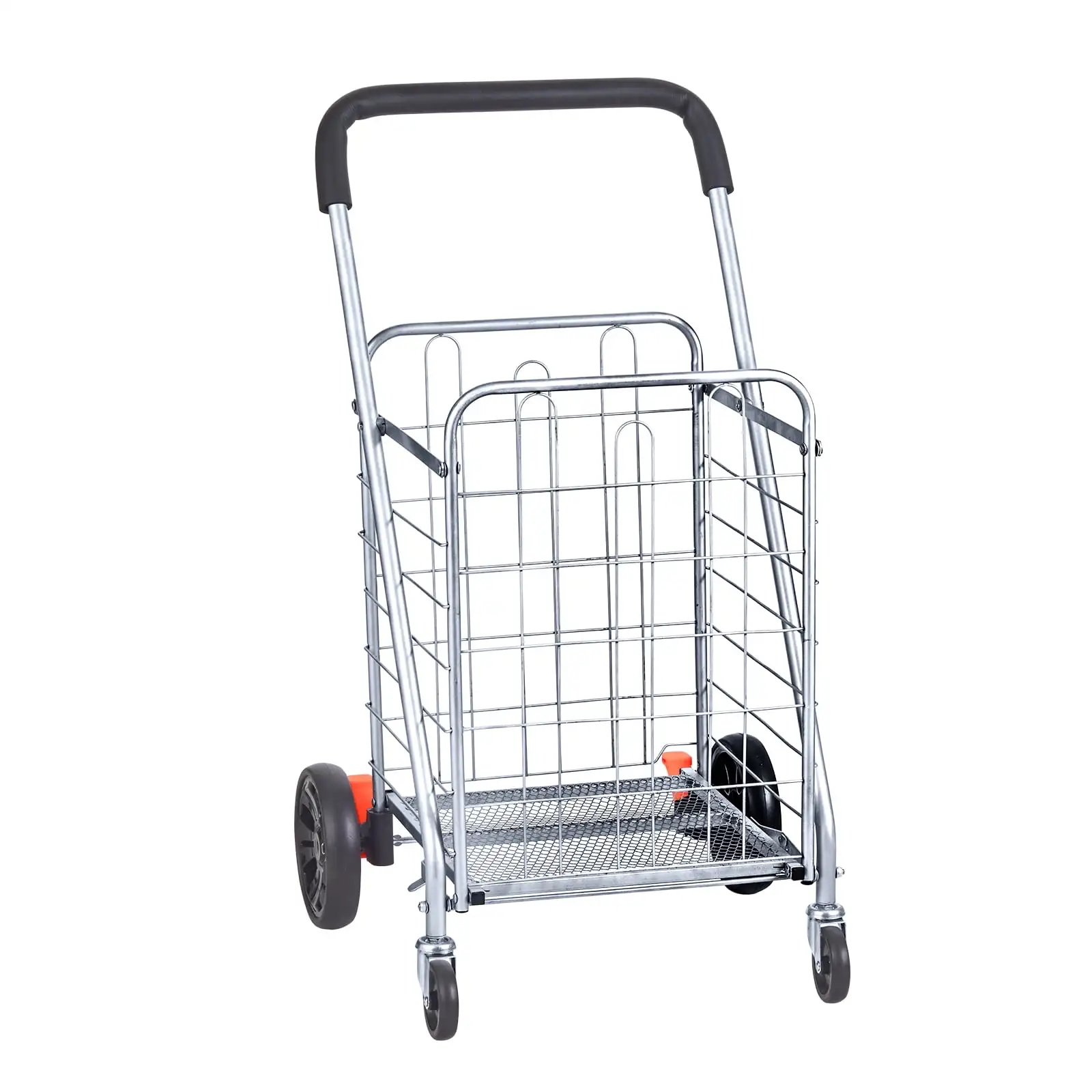 

Folding Shopping Cart Utility Grocery Basket Cart Shopping Wheels 66 Lbs
