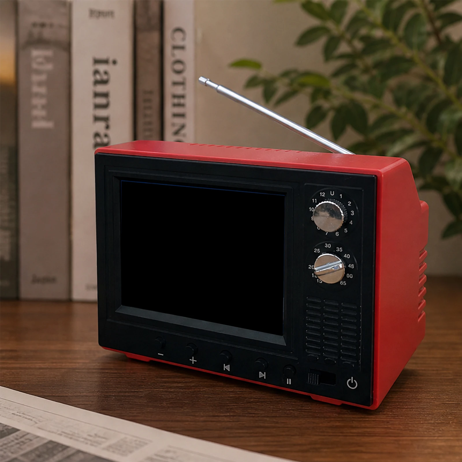 Rechargeable Mini Retro TV Cartoon Player with Nostalgic Films Tiny Fake Dollhouse Television Lightweight for Desktop Ornament