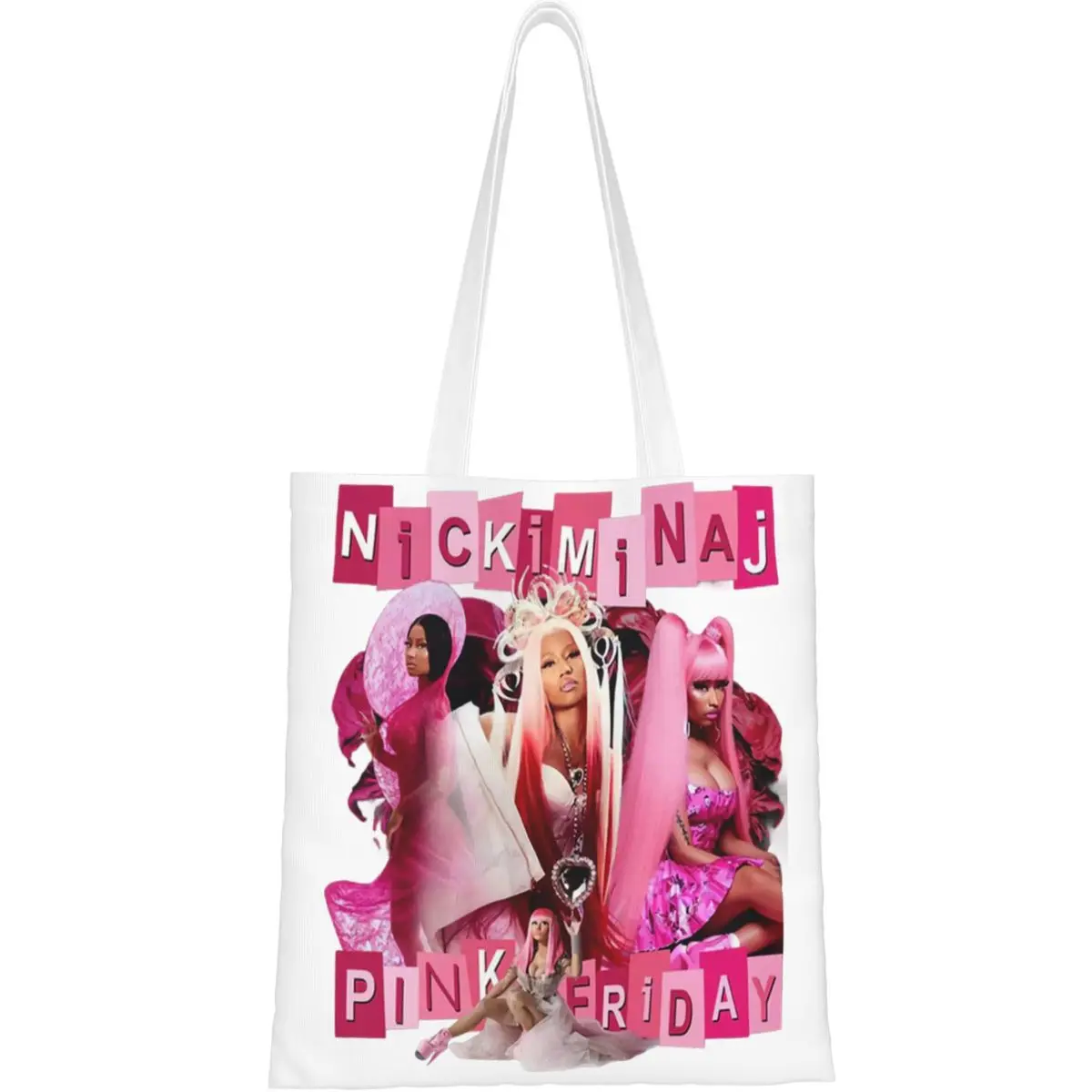 2024 Nicki Minaj Tour Canvas Tote Bag Eco-Friendly Large Capacity Shopping Bag for Unisex Pink Friday 2 Concert Daily Bags