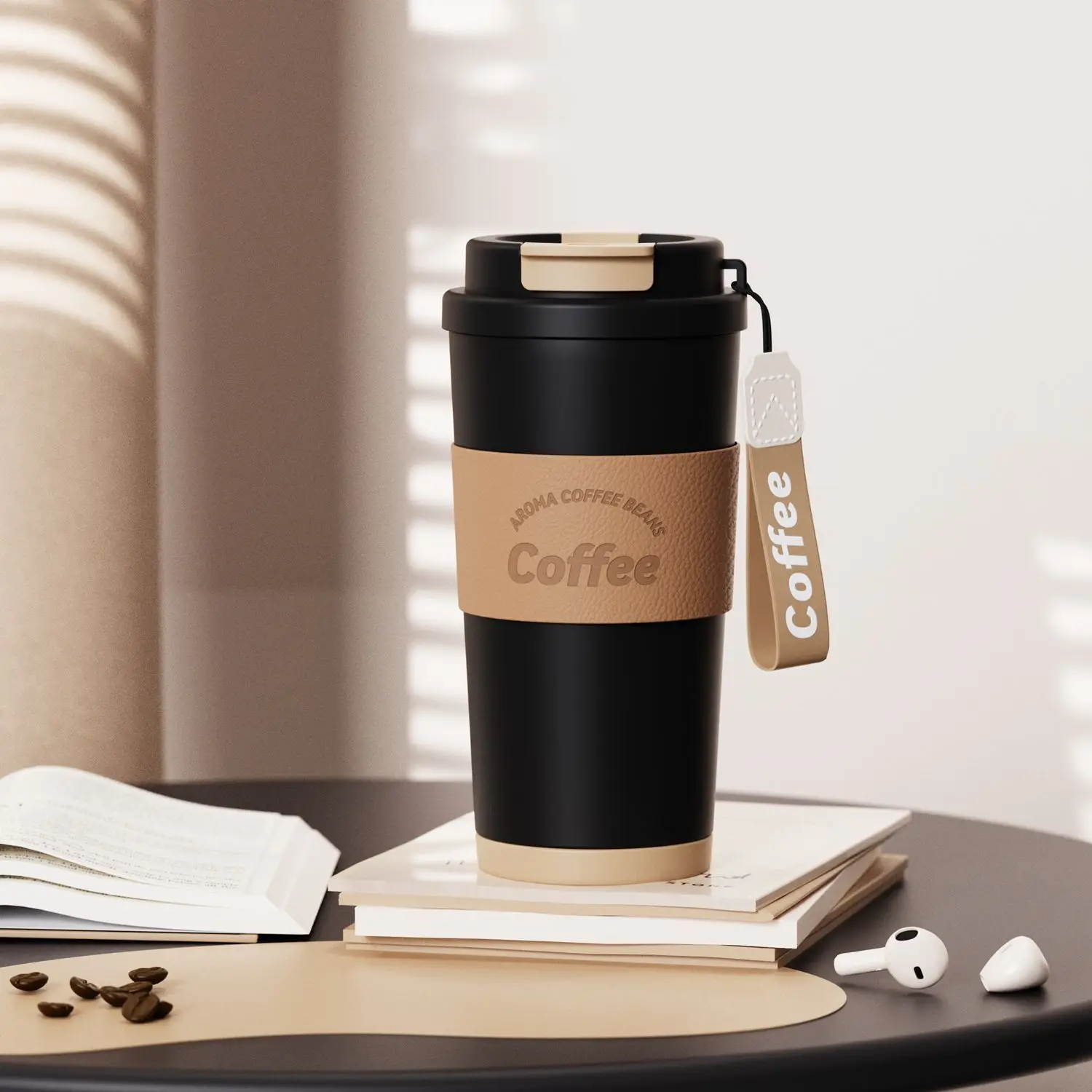 550ml Coffee Travel Mug SUS316 Stainless Steel Vacuum Insulated Tumbler Two Drinking Ways Leak Proof Car Water Cup Women Gift