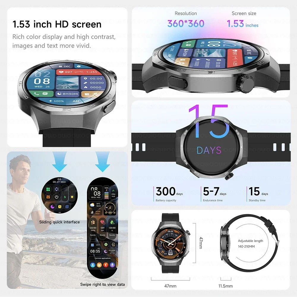 New For HUAWEI GT5 PRO SmartWatch High-End Men AMOLED HD Screen NFC Bluetooth Call Watches ECG Heart rate smartwatch IOS&Android