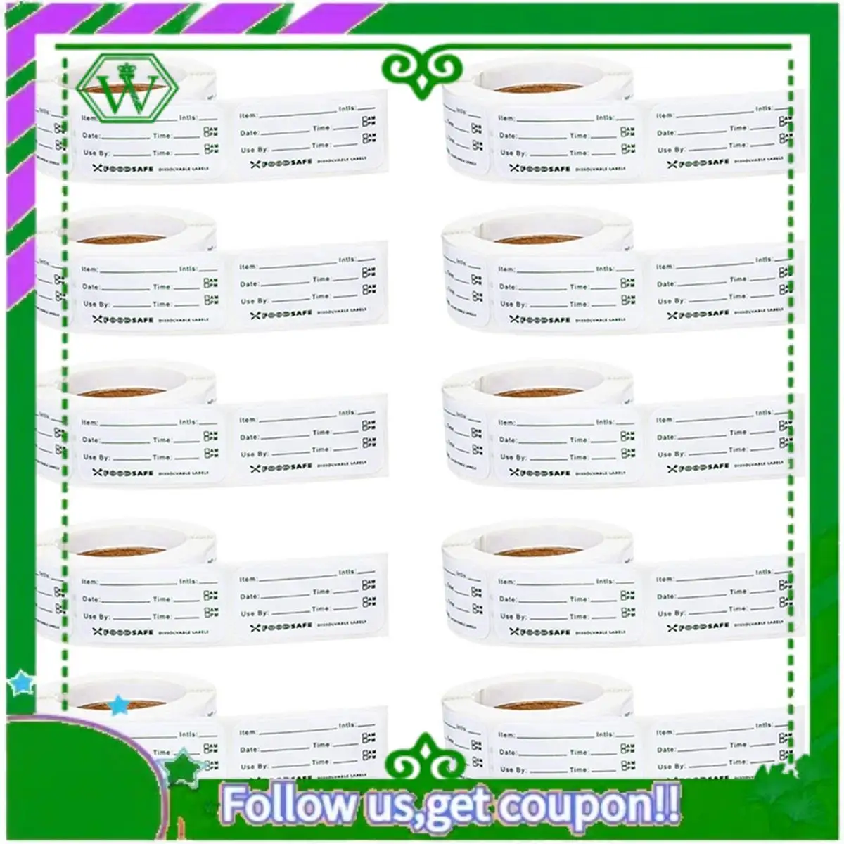 Reliável-10 rolo de etiquetas de alimentos refrigerador armazenamento de alimentos freezer adesivos 1x2in auto-adesivo removível freezer para recipiente reutilizável