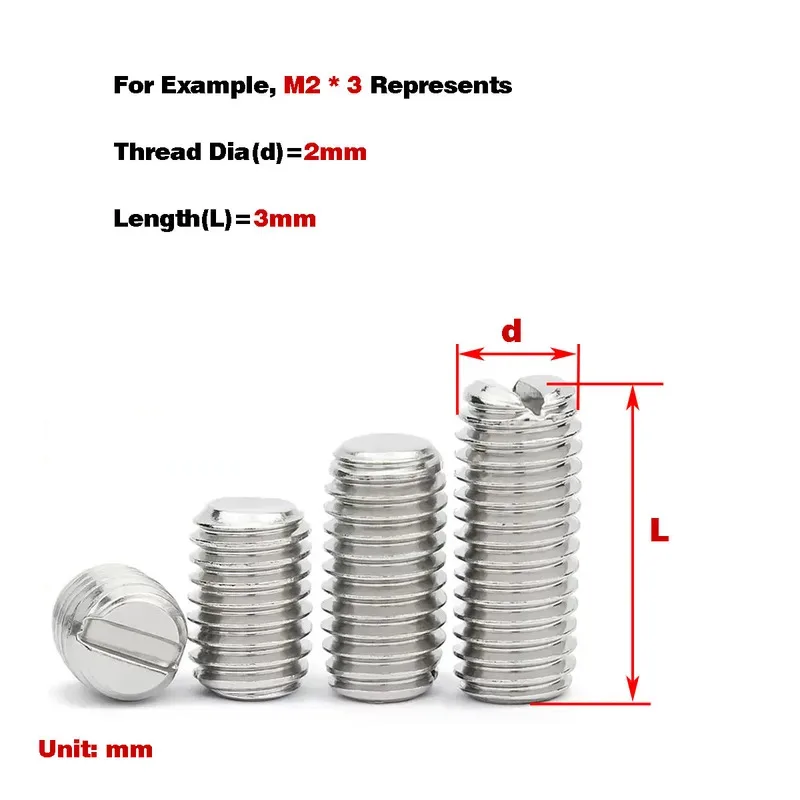 Anti Slip 304 Stainless Flat Point Set Screw for Fine Adjustment and Secure Fixing in Precision Assembly M1.6 M10