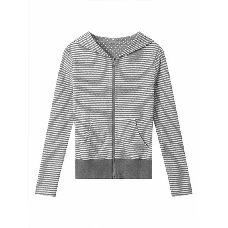 Slim Fit Gestreept Sweatshirt Met Capuchon Dames Y2k Zip-Up Capuchon 2025, Herfst Lange Mouw Tops Mode Casual Jas
