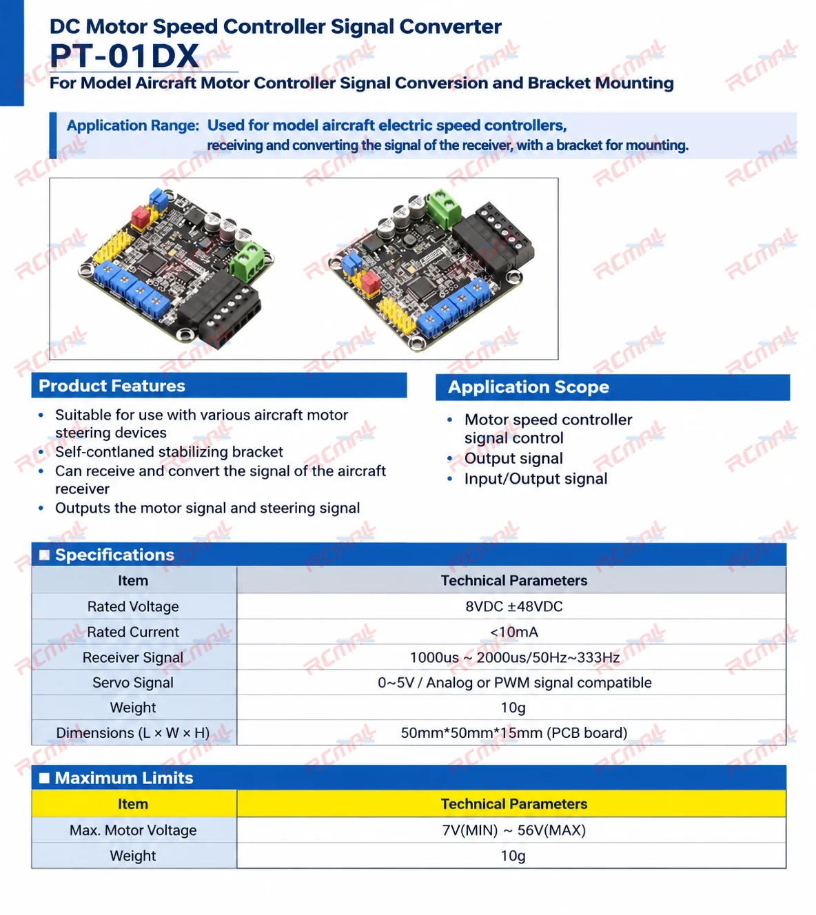 PT-01DX RC Conversion Electric Vehicle Controller Signal Converter Converts RC Transmitter Signals for Tracked Vehicle Control