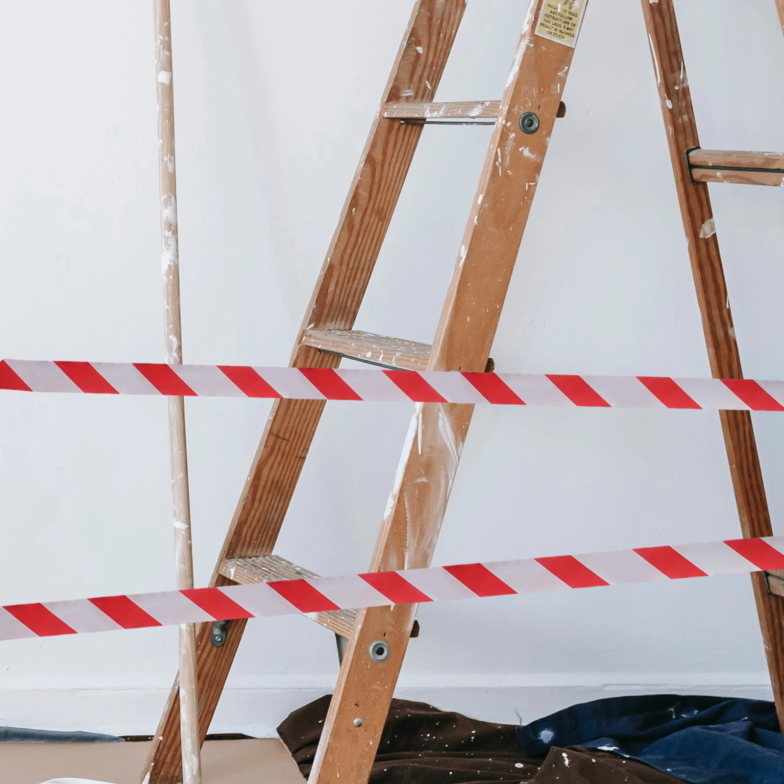 Warning Tape 10 Rolls Red White Caution Construction Safety Barrier Fire Signs Waterproof DIY Length Scare Moving Fright