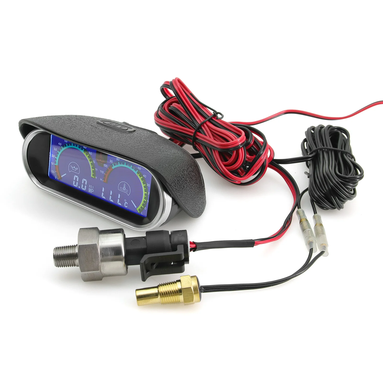 

Universal 2 In 1 LCD Car Gauges Oil pressure gauge+ water temp gauge wtih temperature sensor oil pressure sensor 12V/24V
