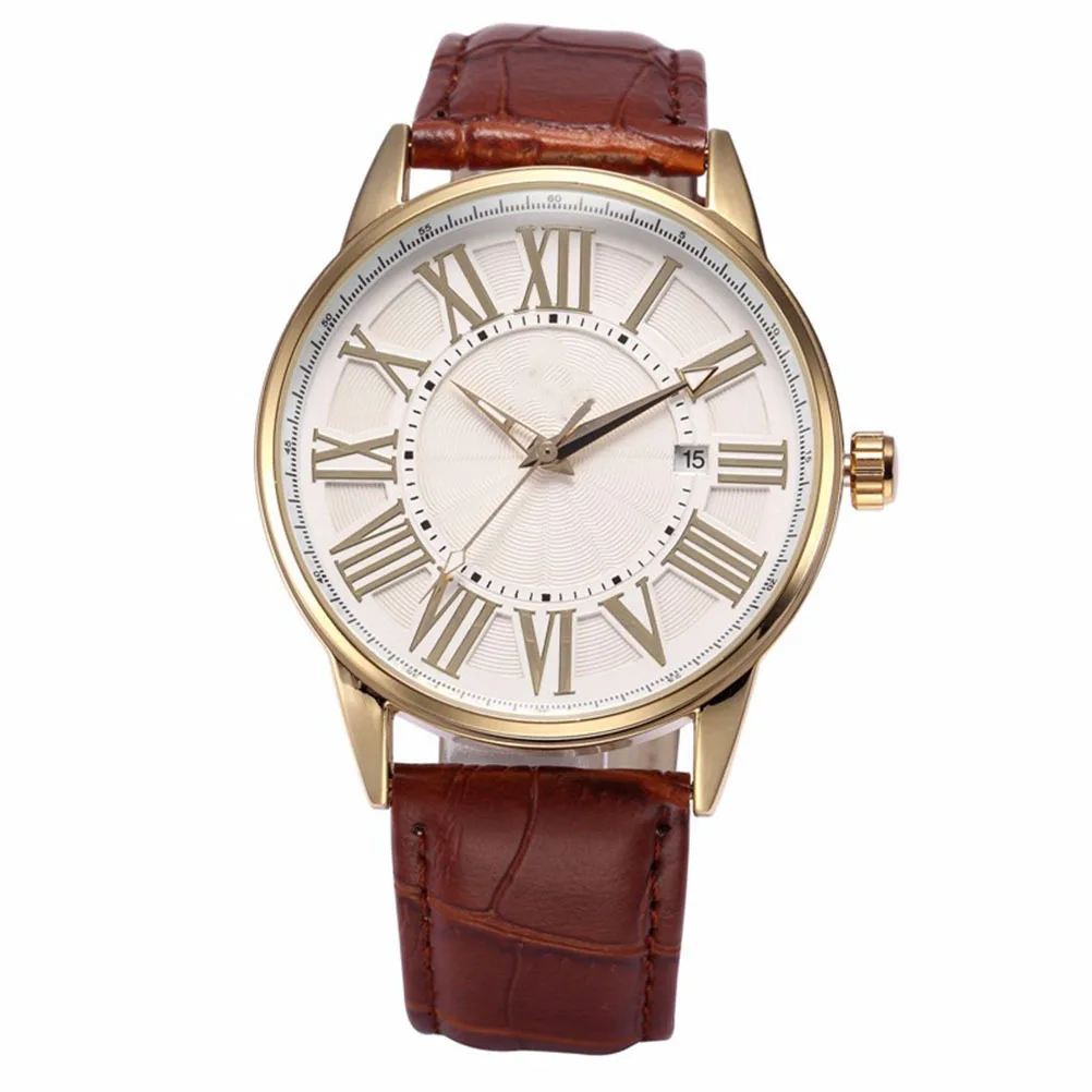 

Men'S Automatic Mechanical Watch Pu Stainless Steel Band White Golden Brown Comfortable Display Hour Minute Second Not For
