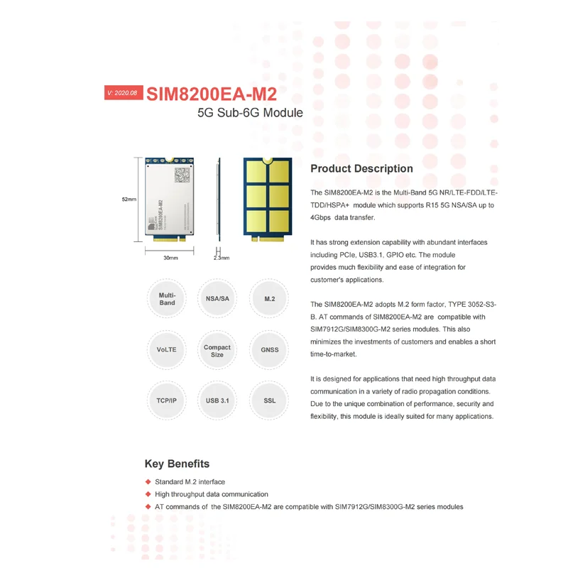 Модуль SIMcom 5G SIM8200EA-M2 SIM8202G SIM8262E SIM8380G 100% новый и оригинальный